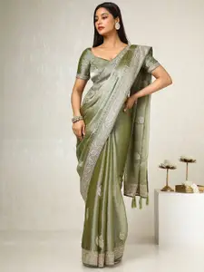 Soch Ethnic Motifs Beads and Stones Organza Saree