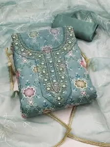 ASISA Floral Printed Beads And Stones Organza Unstitched Dress Material