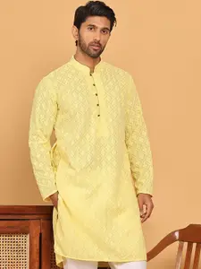 Jompers Men Floral Embroidered Chikankari Floral Kurta