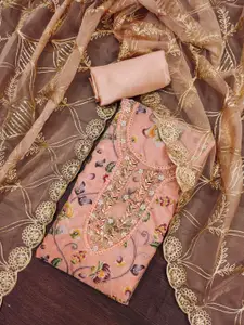 ASISA Floral Printed Beads And Stones Unstitched Dress Material