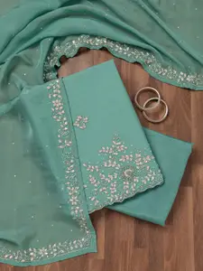 Koskii Floral Embroidered Stonework Tissue Unstitched Salwar Suit