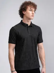 HIGHLANDER Men Self Design Regular Fit Polo T Shirt