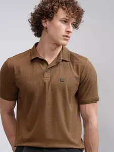 HIGHLANDER Men Self Design Regular Fit Polo T-shirt