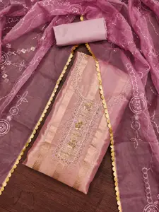 ASISA Ethnic Motifs Woven Design Beads And Stones Organza Unstitched Dress Material