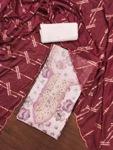 ASISA Floral Printed Beads And Stones Organza Unstitched Dress Material