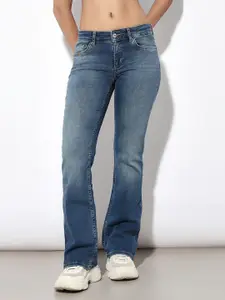 ONLY Women Low-Rise Light Fade Stretchable Wide Leg Jeans