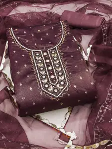 ASISA Floral Woven Design Beads And Stones Unstitched Dress Material