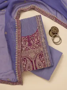 Koskii Ethnic Motifs Embroidered Zari Unstitched Dress Material