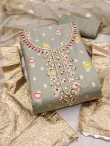 ASISA Woven Design Stones & Bead Organza Unstitched Dress Material