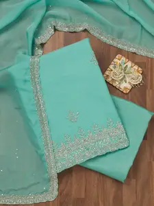 Koskii Floral Embroidered Beads and Stones Unstitched Dress Material