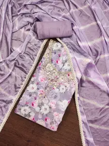 ASISA Floral Printed Beads And Stones Unstitched Dress Material