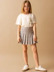 DeFacto Girls Checked Pleated Mini Skirt