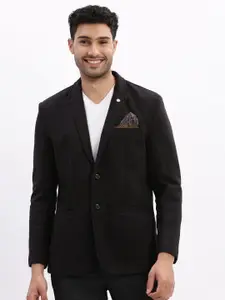 SHOWOFF Notched Lapel Cotton Slim Fit Single Breasted Blazer