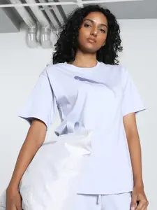 Puma Women Her Graphic Printed Pure Cotton Relaxed Fit T-Shirt