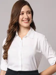 Funday Fashion Women Regular Fit Spread Collar Solid Formal Shirt