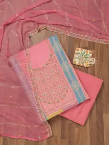 Koskii Floral Embroidered Beads and Stones Unstitched Dress Material