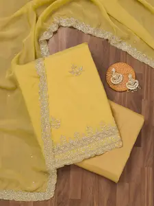 Koskii Floral Embellished Stonework Tissue Unstitched Salwar Suit