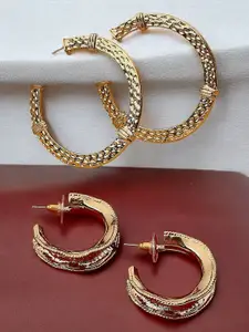 OOMPH Set Of 2 Contemporary Shaped Half Hoop Earrings