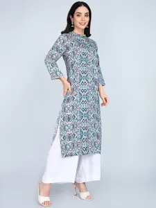 Tviksha Fashion Ethnic Motifs Printed Mandarin Collar Straight Kurta