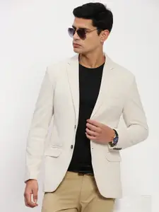 SHOWOFF Slim-Fit Notched Lapel Collar Single-Breasted Cotton Casual Blazer