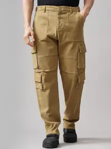 PAUL STREET Men Relaxed Loose Fit Mid-Rise Cargos Trousers