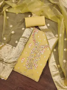 ASISA Floral Woven Design Beads And Stones Organza Unstitched Dress Material