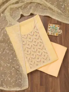 Koskii Floral Embroidered Sequinned Silk Crepe Unstitched Dress Material