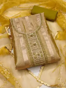 ASISA Floral Woven Design Beads and Stones Organza Unstitched Dress Material