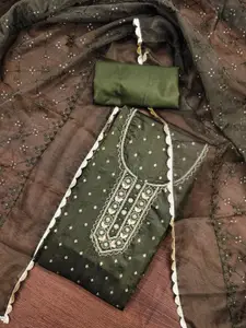 ASISA Embellished Woven Design Stones & Beads Work Organza Unstitched Dress Material