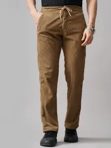 PAUL STREET Men Mid-Rise Relaxed Fit Corduroy Flat-Front Trouser