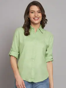 Funday Fashion Women Regular Fit Spread Collar Solid Casual Shirt