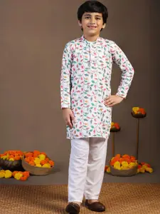 Sangria Boys Printed Mandarin Collar Kurta Set