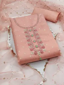 ASISA Floral Printed Beads And Stones Organza Unstitched Dress Material