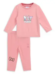 Puma Girls Hello Kitty & Friends Minicats Printed Long Sleeves T-Shirt & Trousers