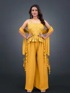 SANCIA Embroidered Sequins Top With Palazzos And Dupatta