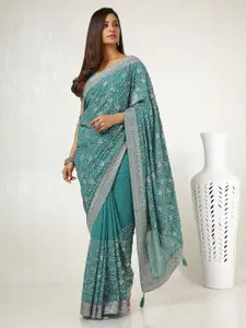 Soch Floral Embroidered Beads and Stones Pure Georgette Saree