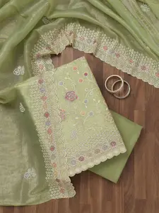 Koskii Floral Embroidered Sequinned Unstitched Dress Material