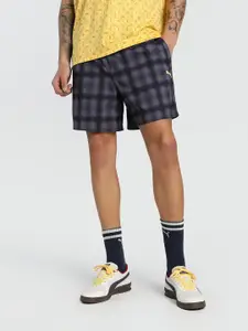 Puma Road To Unity Men Checked Relaxed Fit Mid Rise Woven Shorts