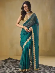 RACHNA Embellished Embroidered Net Saree