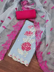 ASISA Floral Embroidered Sequunied Unstitched Dress Material