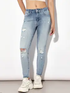 ONLY Women Skinny Fit Mildly Distressed Heavy Fade Jeans
