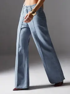 Miss Chase Women High-Rise Clean-Look Non-Stretchable Straight-Fit Denim Jeans