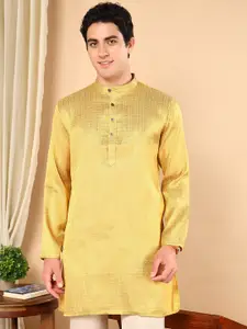 TATTVA Ethnic Motifs Woven Design Mandarin Collar Straight Short Kurta