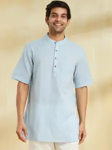 Fabindia Striped Mandarin Collar Pure Cotton Straight Kurta