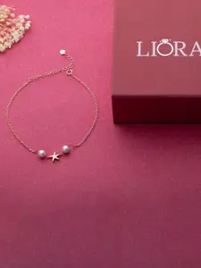 LIORA 925 Silver Jewellery 925 Sterling Silver Rose Gold Plated Star Shaped Anklet