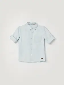 Fame Forever by Lifestyle Boys Spread Collar Solid Cotton Casual Shirt