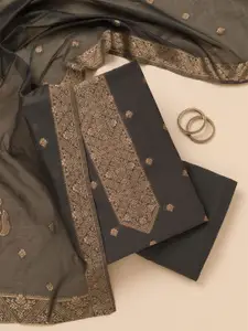 Koskii Floral Embroidered Pure Silk Unstitched Dress Material