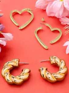 OOMPH Set of 2 Heart Shaped Half Hoop Earrings