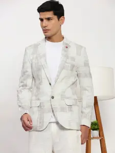 SHOWOFF Printed Notched Lapel Slim-Fit Cotton Single-Breasted Blazer