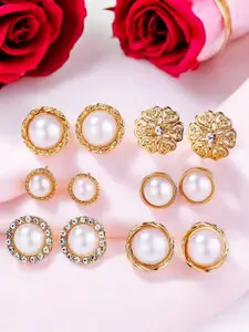 OOMPH Set of 6 Pearls Contemporary Shaped Studs